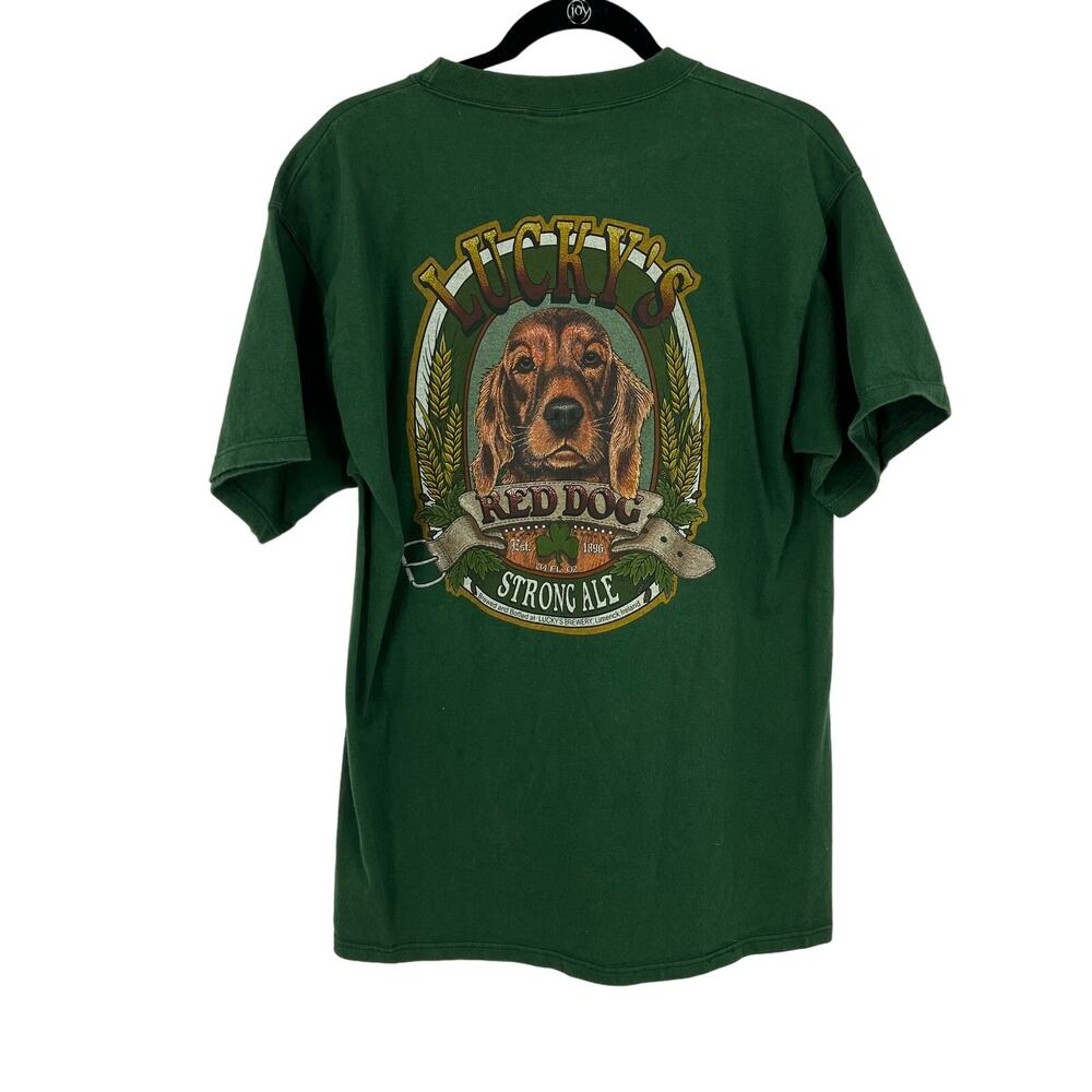 Vintage‎ T-shirt Lucky's Red Dog Strong Ale Limerick Ireland 100% Cotton Medium
